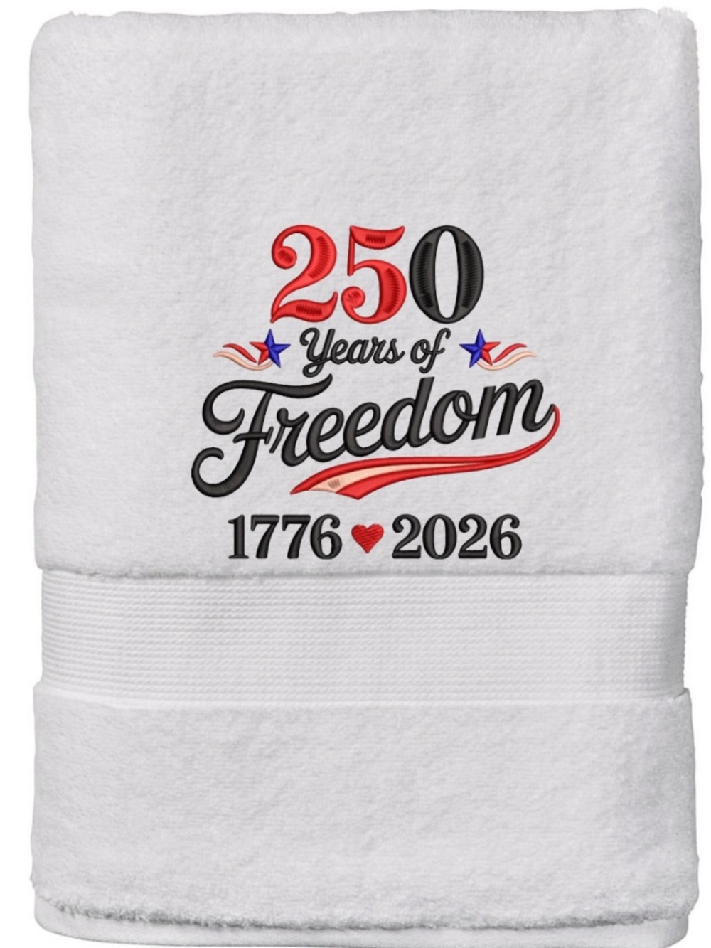 Independence Patriotic Hand Towel embroidered made to order guest room White